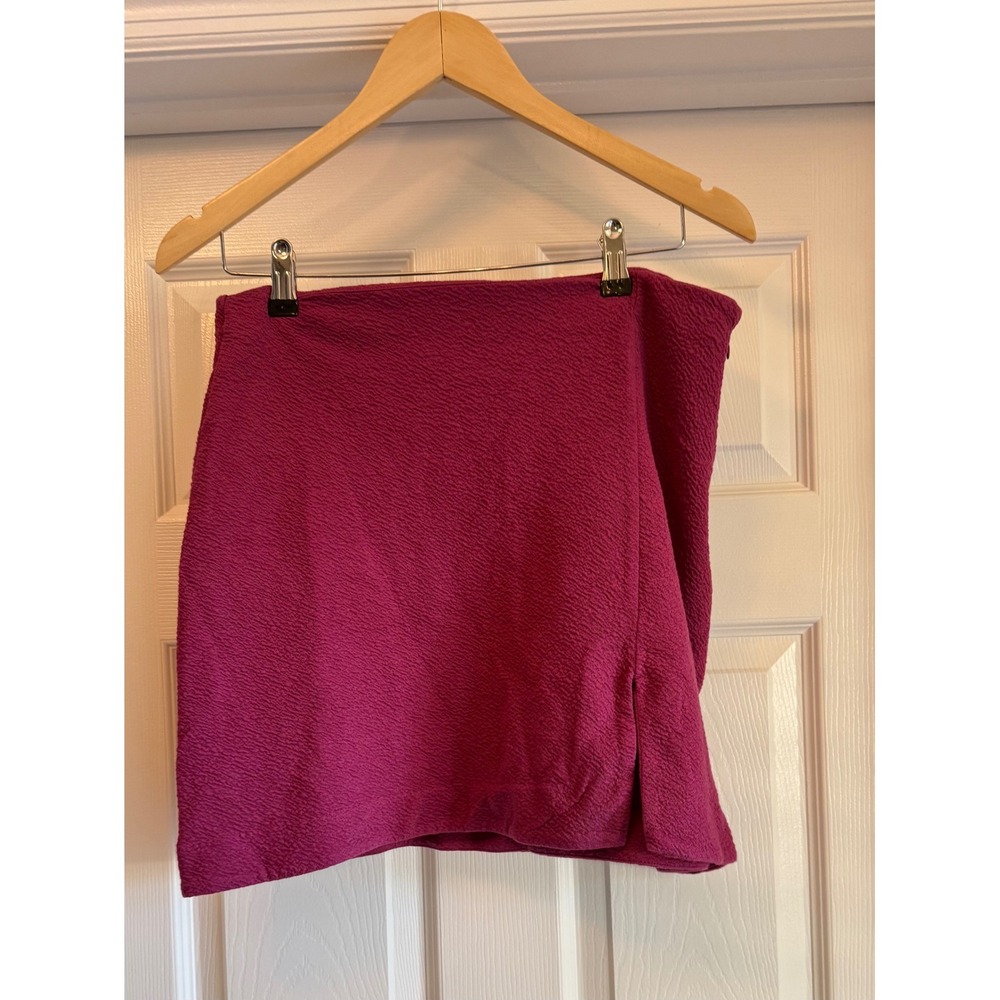 Maeve Anthropologie Mini Skirt Women Medium Magenta Purple Textured Side Slit